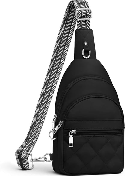 SYTRAH Sling Bag for Women, Anti-Theft RFID Crossbody Bag Nylon Sling Purse for Travel, Puffy Small backpack for Daily Hiking Sports Black