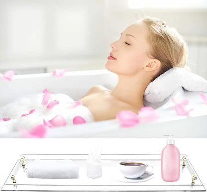 Acrylic Bathtub Tray Caddy, Bath Tub Rack Shelf, Luxury Bathroom Organizer Tablet Holder,Reading Rack,Tablet Holder,Cellphone Tray and Wine Glass Holder