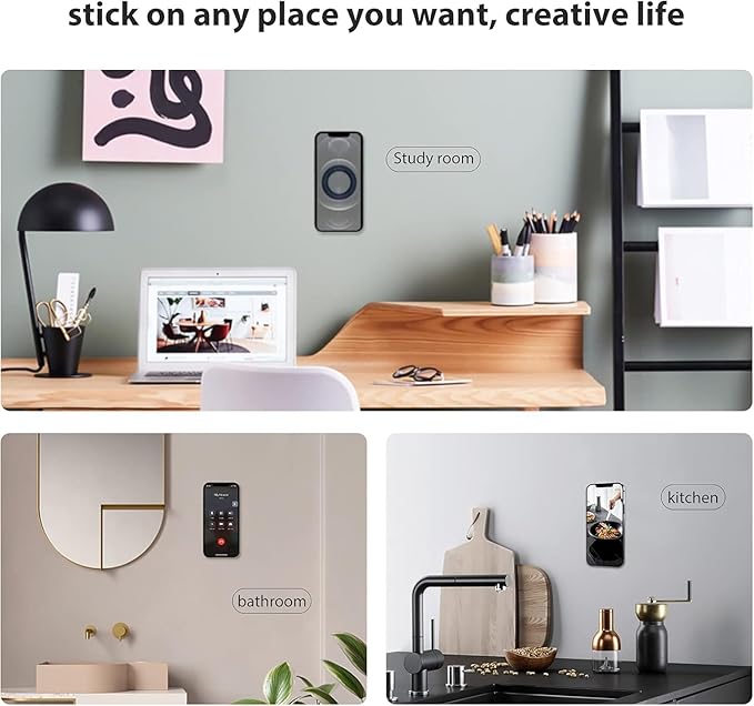 Nillkin Magsafe Wall Mount Magnetic Shower Phone Holder Waterproof, 2 Pack SnapHold Magsafe Sticker for iPhone 17 16 15 14 13 12 Series, Magnetic Phone Holder, Phone Magsafe Mount for Bathroom, Black