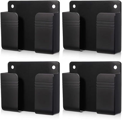 Wall Phone Holder 4 Pack, Adhesive Wall Mount Phone Holder, No Drill Cell Phone Holder for Bedside, Bathroom & Kitchen, Universal Mobile Holder for iPhone & Android, Strong Adhesive
