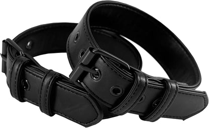 Men Leather Armband Adjustable Bulldog Buckle Bracelet Harness 2-Pack