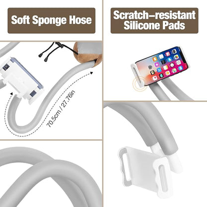 MoKo Neck Phone Holder, Lazy Gooseneck Phone Pillow Holder Bracket, 360° Rotate Phone Tablet Stand for 4"-11" Device, fits iPhone 17/17 Air/17 Pro/17 Pro Max, iPhone 16/Pro/Pro Max/Plus, iPhone 15/Pro