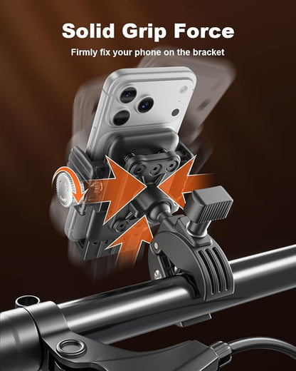 SUPERONE Motorcycle Phone Mount Holder, [Dual Vibration Dampener] Bike Phone Holder Handlebar Clamp, [Camera Friendly] Bicycle Scooter Phone Clip, Compatible with iPhone, Samsung, All Cell Phone