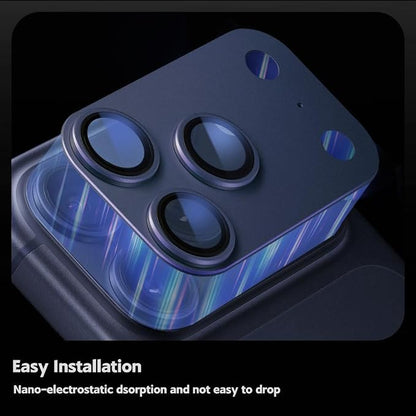 for iphone 17 pro max camera protector (2 Pack),Aluminum Alloy Metal matte Case Tempered Glass Camera Screen Protector Accessories (Deep Blue, iPhone 17 Pro Max)