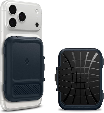 Spigen for MagSafe Wallet, Heavy Duty Hardshell Magnetic Card Holder Compatible with iPhone 17/16/15/14/13/12 Pixel 10 Series MagSafe-Cases Pixelsnap Holds 5-6/7-8 Cards