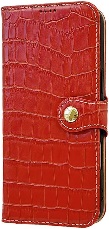 Genuine Leather Case for iPhone 17/17 Pro/17 Air/17 Pro Max, Crocodile Pattern Wallet Flip Cover with Card Holder Kickstand Case,17pro max,Red