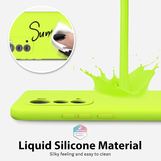 oakxco for Motorola Edge 2022 Phone Case Liquid Silicone Grip Bumper, Fluorescent Bright Solid Color, Cute Thin Slim Soft Rubber TPU Plain Smooth Gel Matte Protective Cover for Women Girl, Neon Green