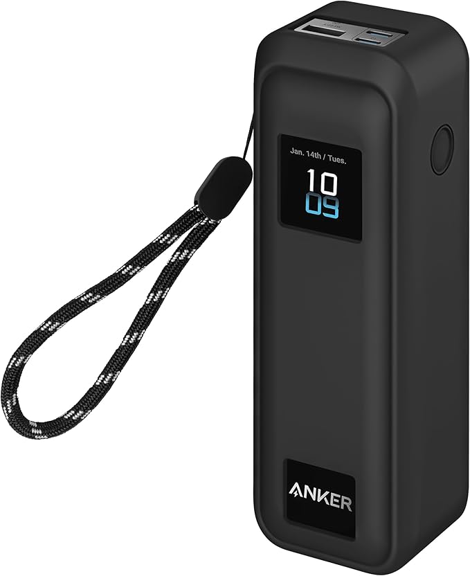 Geiomoo Soft Silicone Case for Anker Prime Power Bank 20100mAh Charger 220W, Flexible Scratch Resistant Cover with Lanyard (Black)