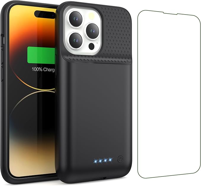 Battery Case for iPhone 13/13Pro/14,7500mah Ultra-Slim Protective Charging Case, Portable Rechargeable Expandable Battery Charger Cover Compatible with iPhone 13/13Pro/14 (6.1 Inch)-Black