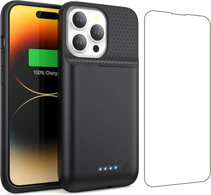 Battery Case for iPhone 13/13Pro/14,7500mah Ultra-Slim Protective Charging Case, Portable Rechargeable Expandable Battery Charger Cover Compatible with iPhone 13/13Pro/14 (6.1 Inch)-Black