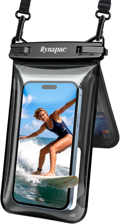 Rynapac IPX8 Waterproof Phone Pouch Floating, [Up to 8.5''] Double Space Waterproof Phone Case with Lanyard for iPhone 17 16 15 Pro Max, Cell Phone Dry Bag for Beach Travel Cruise Ship Essentials