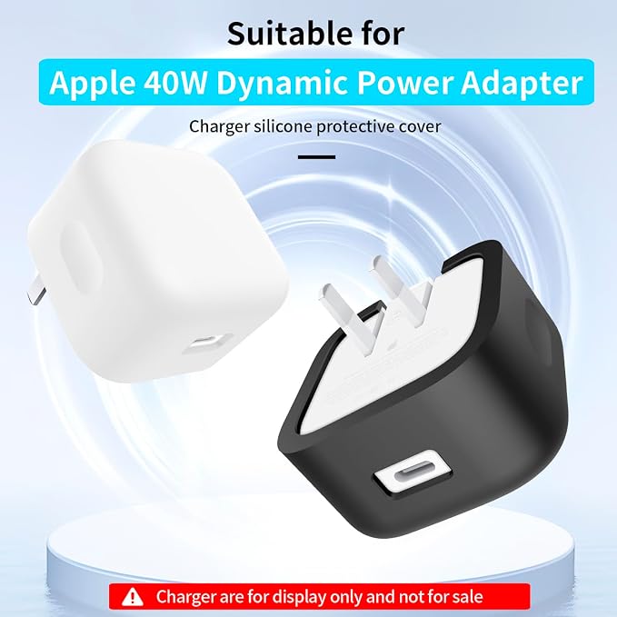 Soft Silicone Charger Case Protective Cover Compatible with Apple 40W Dynamic Power Adapter (60W Max) for MacBook Air13/15 M5 A3449 A3448&iPhone Series, Shockproof 40W Charger Protector, White