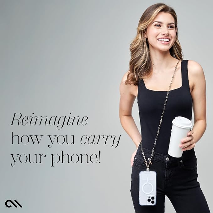 Case-Mate Crossbody Phone Lanyard / Chain [Works with All Phones] Hands-Free Strap - Cell Phone Charm - Neck Chain Holder for iPhone 17 Pro Max / 16 Pro Max/ 15 Pro Max / 14 / 13 /12/ S26 Ultra - Gold