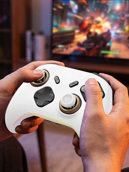 Silicone Protective Case for Flydigi Vader 5 Pro Wireless Controller, Full-Body Protective Cover with Precise Cutout, Shockproof Dustproof Protector Sleeve & Scratch-Resistant Sleeve (White)