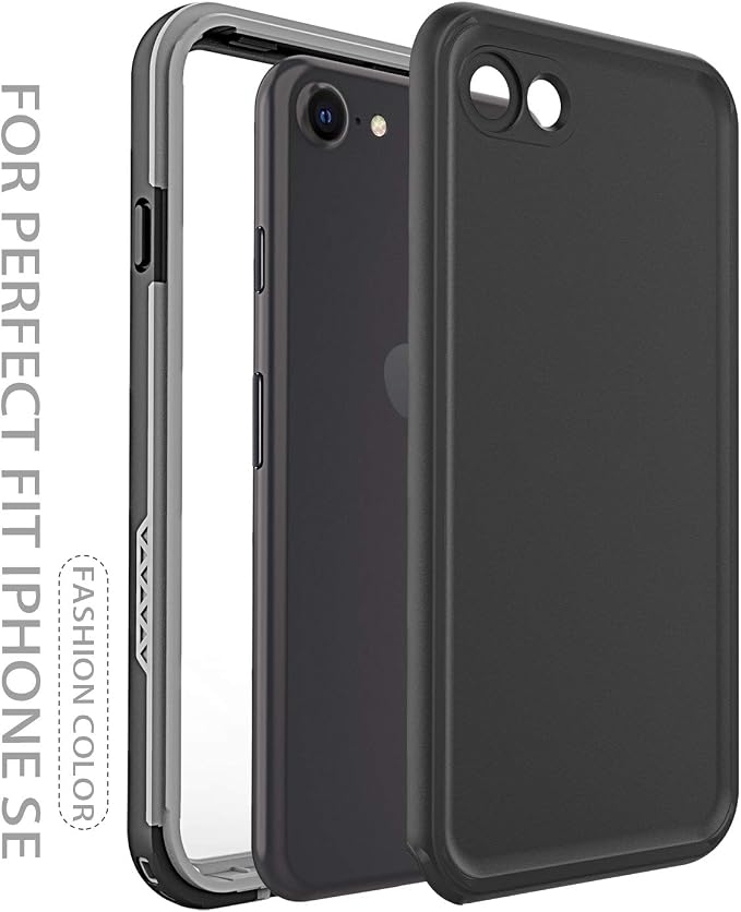 for iPhone 8/7/SE 2020 Waterproof Case with Screen Protector, Life Shockproof Snowproof Phone Case for iPhone 8/7/SE 2020 4.7" (Black)