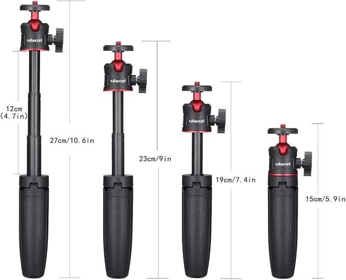 ULANZI MT-08 Extension Pole Tripod, Mini Selfie Stick Tripod Stand Handle Grip f Osmo Pocket3 Xtra Muse iPhone 17 11 Pro Max Smartphone Canon G7X Mark III Sony ZV-1 RX100 VII A6400 A6600 Cams Vlogging