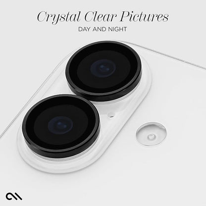 Case-Mate Camera Lens Protector with Aluminum Black Rings for iPhone 17 - Double Tempered Glass, Anti-Scratch - Ultra HD View with Night Shooting, Case Friendly, Easy Install