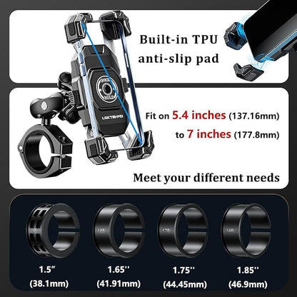 LOKTENWO Anti-Theft UTV Phone Mount with Vibration Dampener, Adjustable UTV Cellphone Holder Fit on 1.5''/1.65''/1.75''/1.85'' Roll Cage Bar, for 5.4''-7'' Smartphone