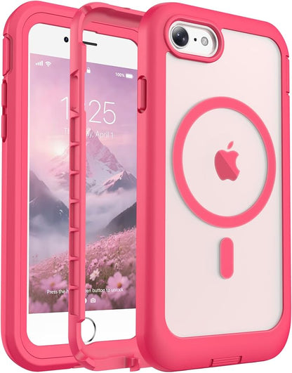 jaroco Magnetic for iPhone SE Case 3rd/2rd,iPhone 8/7 Case, [Compatible with MagSafe][Military Grade Drop Protection][Heavy Duty Protection][Non-Slip] 2-Layer Bumper Phone Case 4.7''-Rose