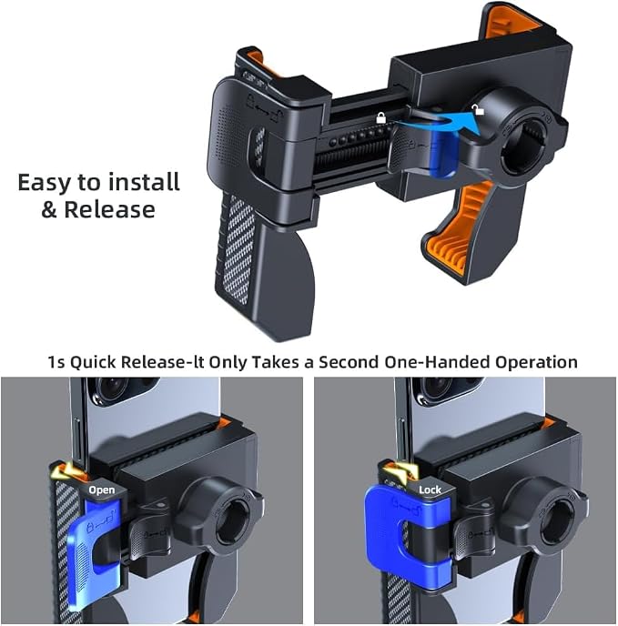 Bike Phone Mount, Bike Bicycle Mount Handlebar Cell Phone Clamp Ebike Scooter Holder Clip for iPhone 16 Pro Max/Plus, 15 Pro Max, S10, S20, More 4.7" to 6.8" Smartphones
