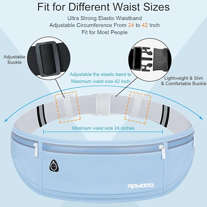 Fanny Pack for Men, Running Belts Waist Pack for Women, Water Resistant Runners Belt Bag, No Bounce Running Waist Belt for iPhone Samsung Card Key, Phone Holder for Running Jogging Workout Blue