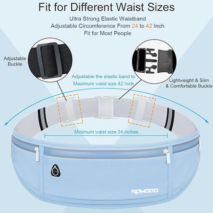Fanny Pack for Men, Running Belts Waist Pack for Women, Water Resistant Runners Belt Bag, No Bounce Running Waist Belt for iPhone Samsung Card Key, Phone Holder for Running Jogging Workout Blue