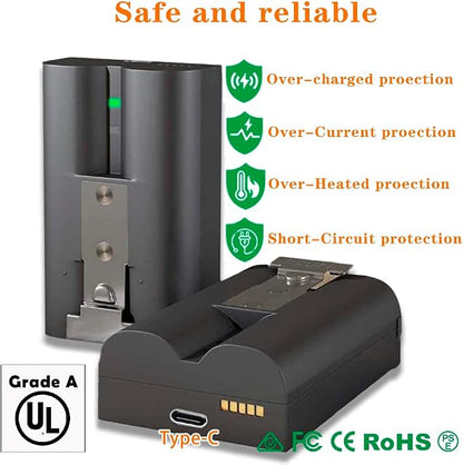 Upgraded,2Pack 3.65V 6040mAh Replacement Battery with Charger Station,LED Digital Display,for Ring Doorbell Camera 2/3/4,3Plus,Spotlight/Stick Up Cam and Others,