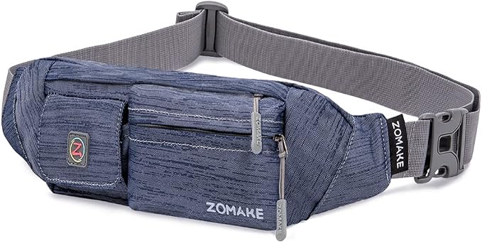 ZOMAKE Small Crossbody Fanny Pack for Women Men, Runner Belt Bag with Adjustable Strap, Water Resistant Waist Bag for Running
