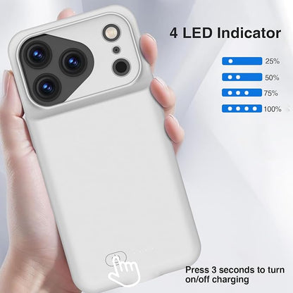 GIN FOXI Battery Case for iPhone 17 Pro, Charging Case Charger 8500mAh Ultra-Slim Lightweight Powerful Battery Pack 15W Fast Rechargeable Anti-Fall TPU Juice Box for 17 Pro (6.3") Grey