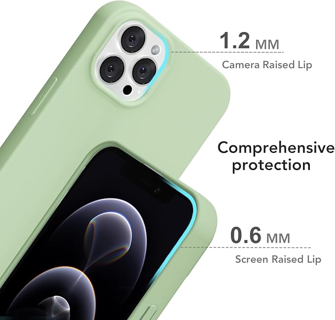 for iPhone 12/12 Pro Case Silicone Compatible with Magsafe Case, Ultra Slim Thin Magnetic Phone Cases Mag Safe, Cute Soft Rubber Gel Matte Plain Wireless Charging Cover for Women, Sage Green