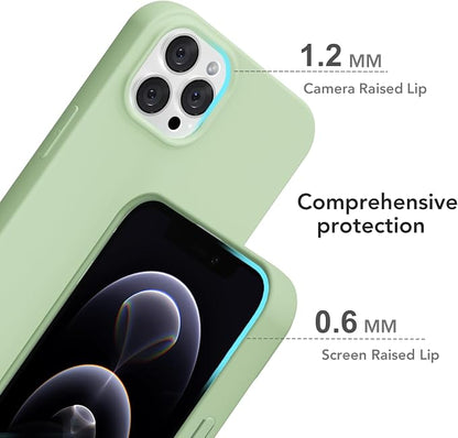 for iPhone 12/12 Pro Case Silicone Compatible with Magsafe Case, Ultra Slim Thin Magnetic Phone Cases Mag Safe, Cute Soft Rubber Gel Matte Plain Wireless Charging Cover for Women, Sage Green