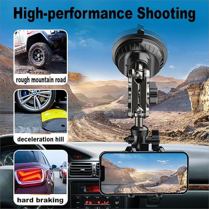 Ultra-Strong Suction Cup Phone Mount for Car - Anti-Shock & Noiseless Dashboard & Windshield Holder, 360° Adjustable Hands-Free Mount for All Smartphone (02)