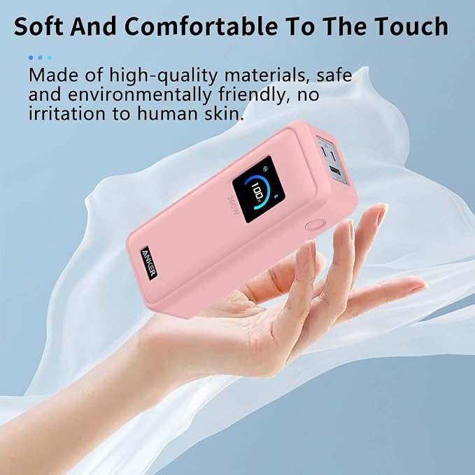 Case for Anker Prime Power Bank(26,250mAh 300W),NOUKAJU Silicone Protective Case,Drop-Proof,Scratch-Proof,Shock-Proof,Dust-Proof,Protective Cover for Anker Prime 26,250mAh Power Bank 300W(Pink)