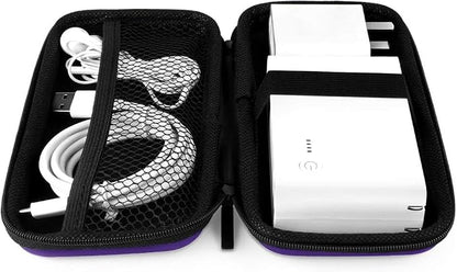 iMangoo Travel Essential Electronics Organizer Pouch Charger Case, Shockproof Dual Zipper Power Bank Cables Tech Accessories Purse, Men & Women Travel Must Have Storage Bag, 6.5x3.2x1 inch Purple
