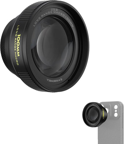 Freewell 100mm Long Macro Lens for iPhone & Samsung Magnification, 60mm Focus Distance – Capture Detailed Close-Ups of Nature & Small Objects