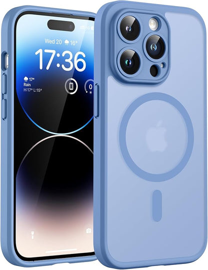 TOCOL for Phone 14 Pro Case, Compatible with Magsafe Charger, Full Camera Protection, Drop Protection, Translucent Matte Phone Case for iPhone 14 Pro 6.1 inch (Light Blue)