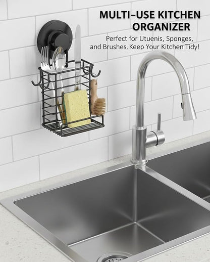 Toothbrush Holder Suction Cup Wall Mounted Toothpaste and Toothbrushes Holder Shelf for Soap Dish or Phone Powerful Vacuum System Rustproof Stainless Steel Organizer Electric Toothbrush (Black)