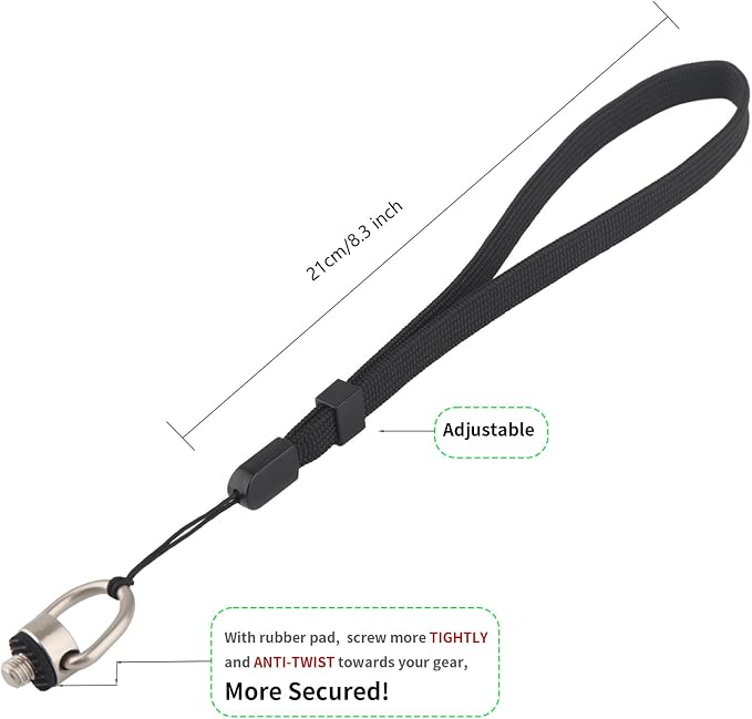 Camera Wrist Strap with 1/4-20 Screw for Insta360 X5, X4 Air, X4, X3, Selfie Sticks, Wristband for DJI osmo pocket 3 (2 PCS)