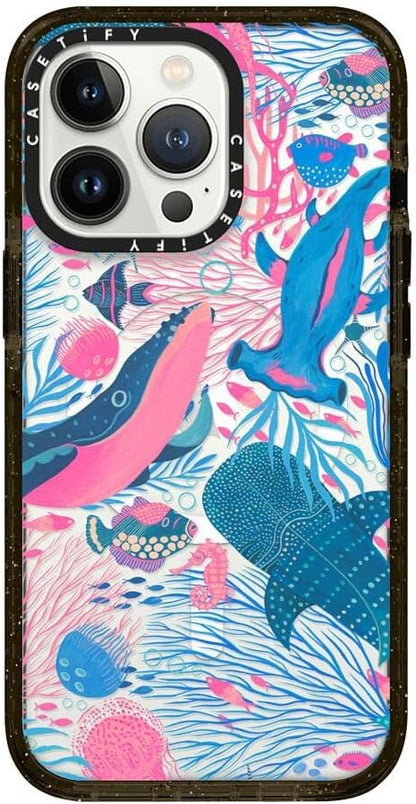 CASETiFY Impact iPhone 13 Pro Case [4X Military Grade Drop Tested / 8.2ft Drop Protection/Compatible with Magsafe] - Under The Sea - Clear Black