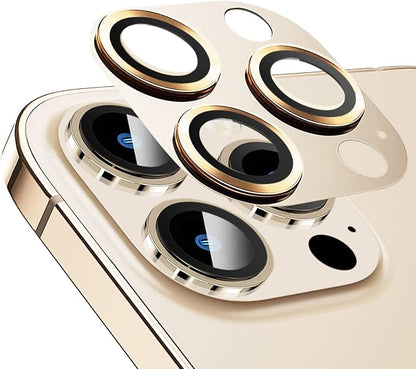 Compatible for iPhone 14 Pro and iPhone 14 Pro Max Camera Lens Protector Metal Plus Tempered Glass Screen Camera Cover Gold