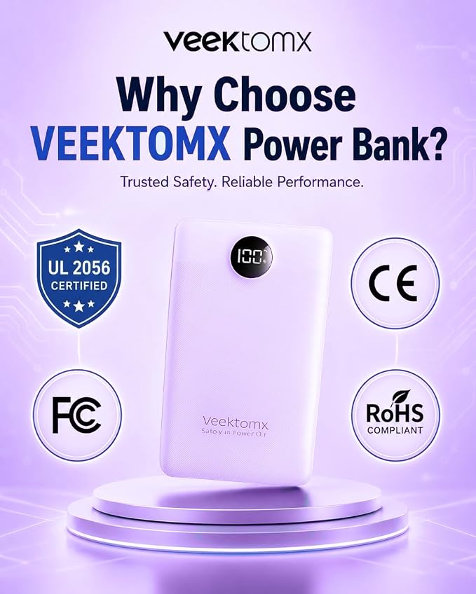 Portable Charger 10000mAh, Ultra Slim Power Bank Fast Charging with Attached USB C Cable, Travel Essential Phone Power Bank Battery Pack for iPhone 17/16/15/14 Samsung S25 Google etc, Purple