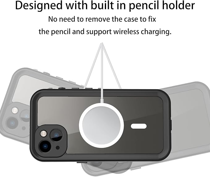 Waterproof Phone Case Compatible with iPhone 13, IP68 Waterproof Shockproof Dust-Proof Phone Case with Built in Screen Protector, Full Body Protective Case (Clear, iPhone 13)