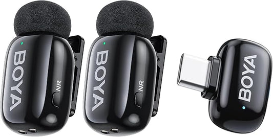 BOYA Mini Wireless Lavalier Microphone for iPhone16/15 Android,USB-C Ultra Mini Mic with Noise Reduction, AI Voice Change, Lapel Mics for Video Recording, Vlogging, TikTok, YouTube(2TX+RXU)