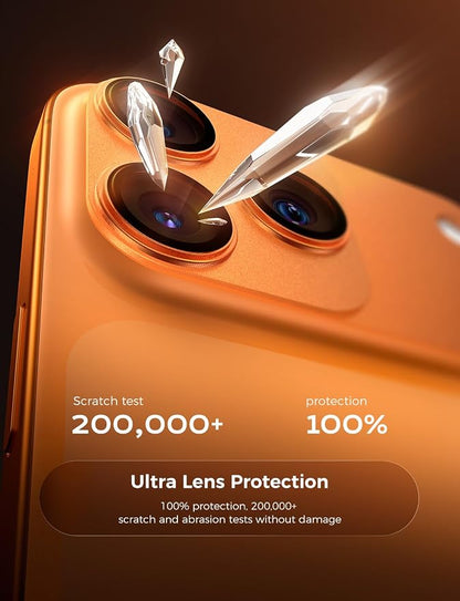 MAGIC JOHN for iPhone 17 Pro Camera Lens Protector 6.3'', HD Clear, Magnetic Tempered-Glass Lens Film, Ultra-Tough, Anti-Scratch, Case Friendly, 2 Pack,Orange