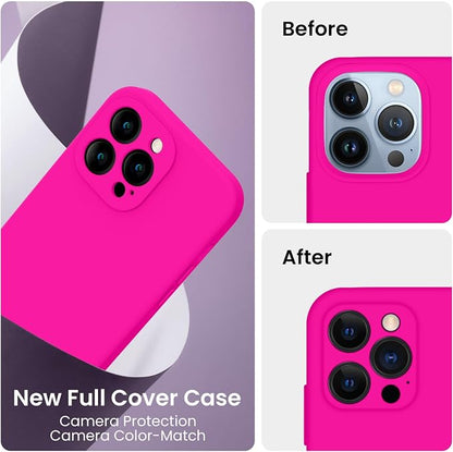 FireNova Designed for iPhone 13 Pro Max Case, Silicone [Camera Protection] Phone Case, Soft Anti-Scratch Microfiber Lining Inside, 6.7 inch, Hot Pink
