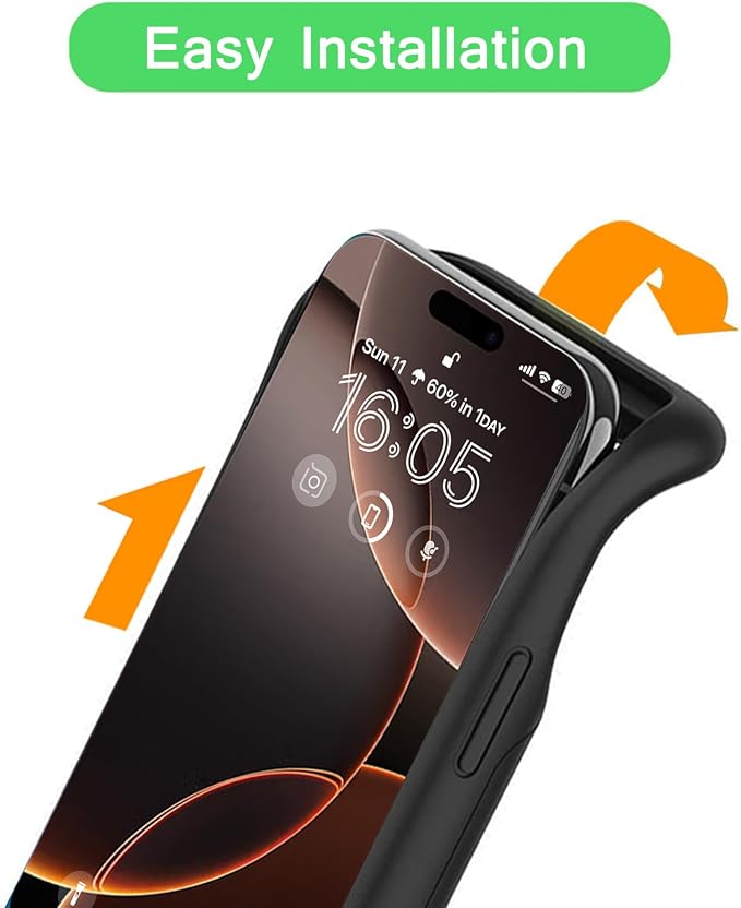 Wireless Charging Case for iPhone 16 Pro Max, 12000mAh High Capacity Portable Rechargeable Battery Case Qi Wireless Charging with iPhone 16 Pro Max (6.9 inch) Extended Battery Charger Cover(Black)