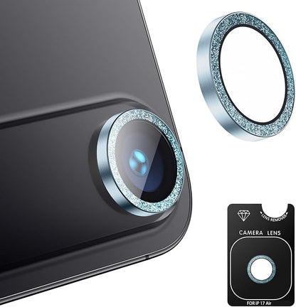 AFARER Camera Lens Protector for iPhone 17 Air,Ultra-tough HD Individual,9H Ultra-thin Tempered Glass, [Strong Adsorption][Not Easy to Break][Does not Affect Night Shots] Luxury Glitter(Glitter Blue)