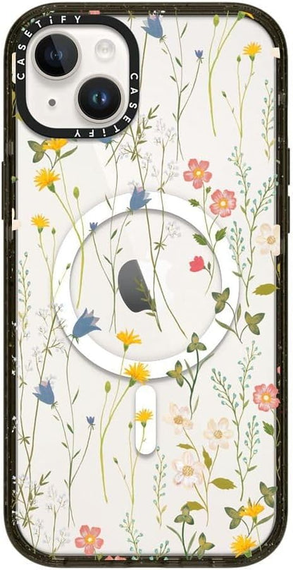CASETiFY Impact iPhone 14 Plus Case [4X Military Grade Drop Tested / 8.2ft Drop Protection/Compatible with Magsafe] - Dreamy Floral Pattern - Glossy Black