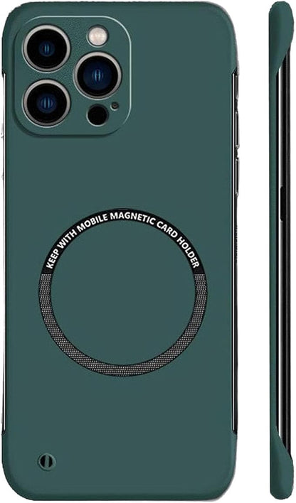 Ultra Thin Hard Pc Magnetic Frameless Case, Compatible with Magsafe and Wireless Charging, for iPhone 16/15/14/13/12/11ProMax (Dark Green,for iPhone 11)