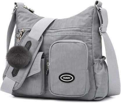 SUKRY Nylon Crossbody Bag for Women with Anti theft RFID Pocket, Waterproof Shoulder Bag Travel Purses and Handbag